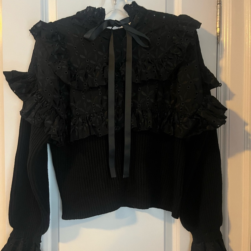 Zara Black Ruffle Blouse - Picture 5 of 8
